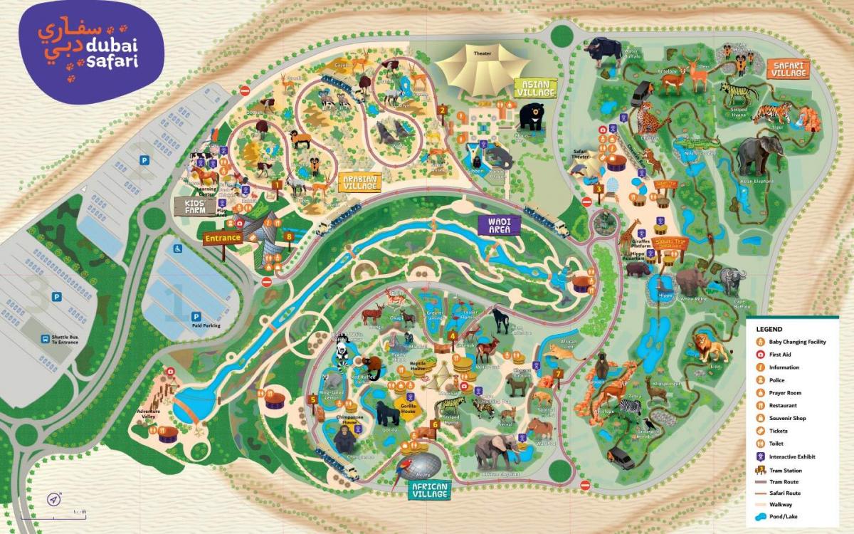 zemljevid Dubaj živalskem vrtu