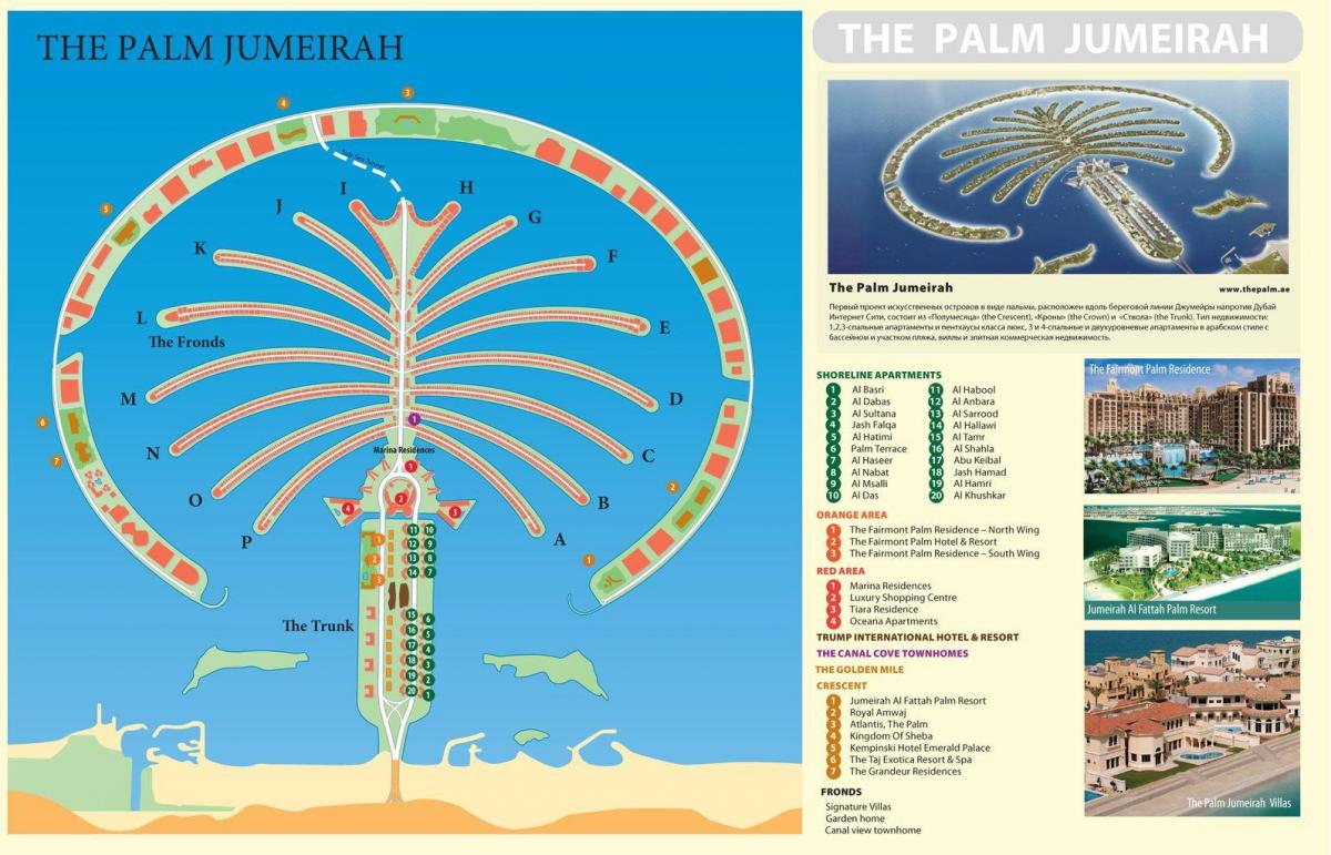 zemljevid Palm Jumeirah Dubaj