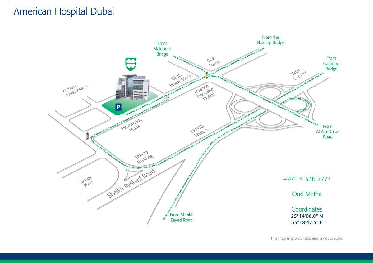 zemljevid Ameriški bolnišnici Dubaj