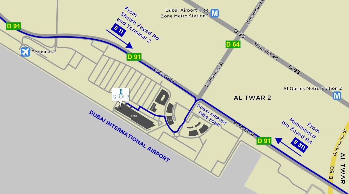 zemljevid Dubai airport proste cone