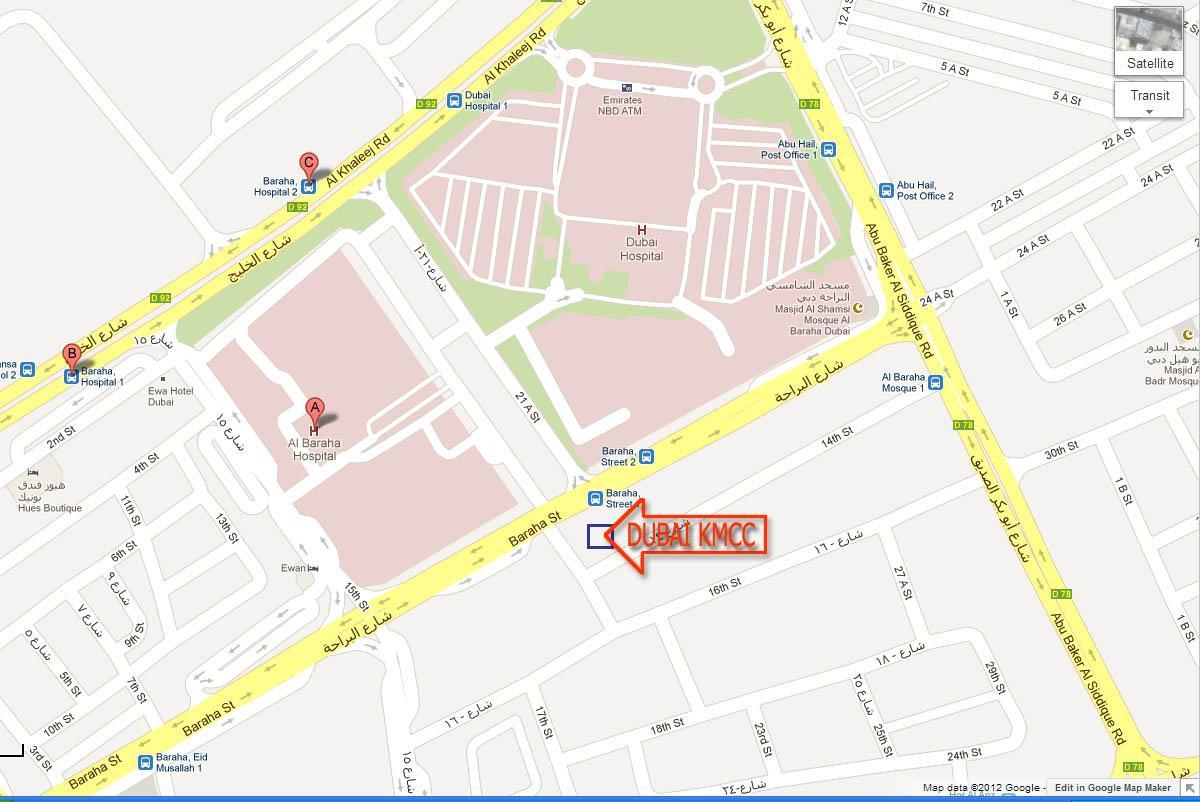 Dubaj bolnišnici zemljevid z lokacijo