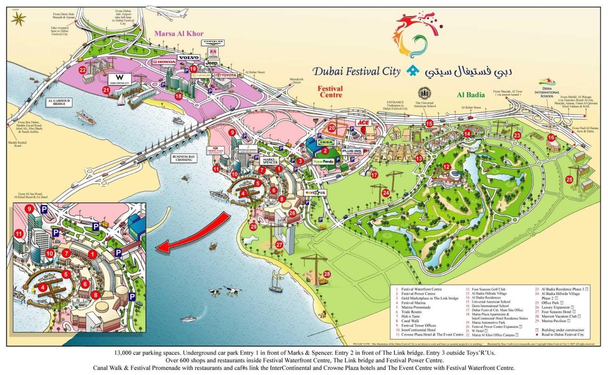 Dubaj festival mesto zemljevid