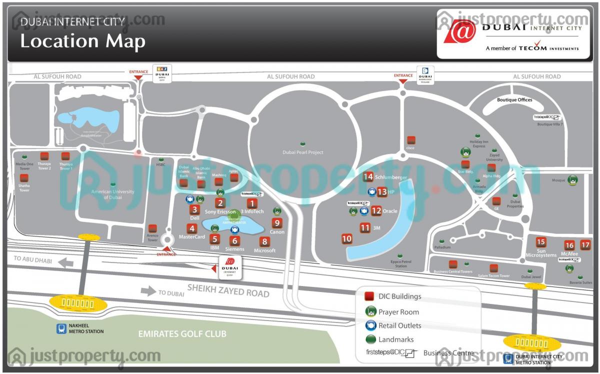 zemljevid Dubaj internet mesto