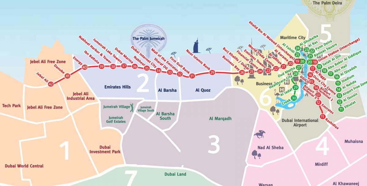 zemljevid Dubaj soseskah