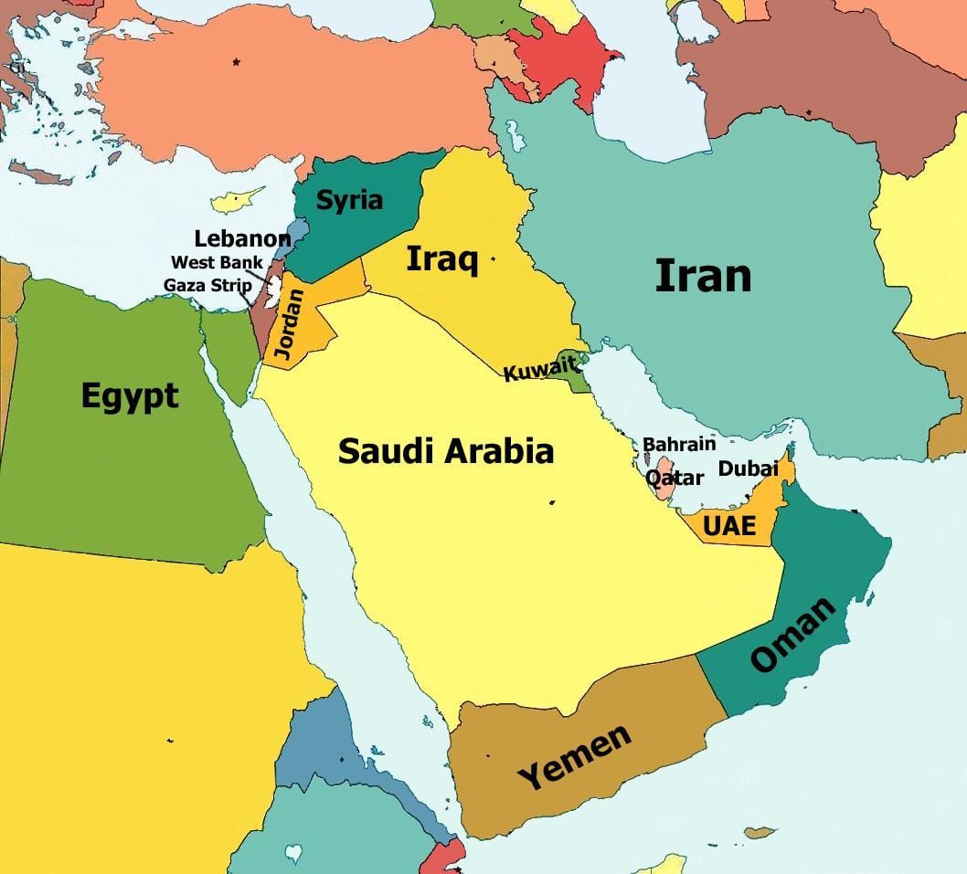 Dubaj zemljevid bližnjega vzhoda