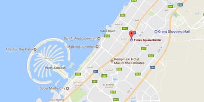 Zemljevid Times Square Center Dubaj