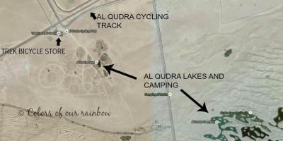 Al Qudra Jezera lokacija zemljevid