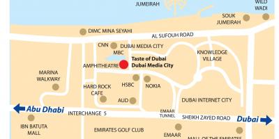 Dubai media mesto zemljevid z lokacijo