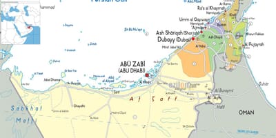 Zemljevid Dubaju, združeni arabski Emirati