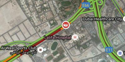 Latifa bolnišnici Dubaju, zemljevid z lokacijo